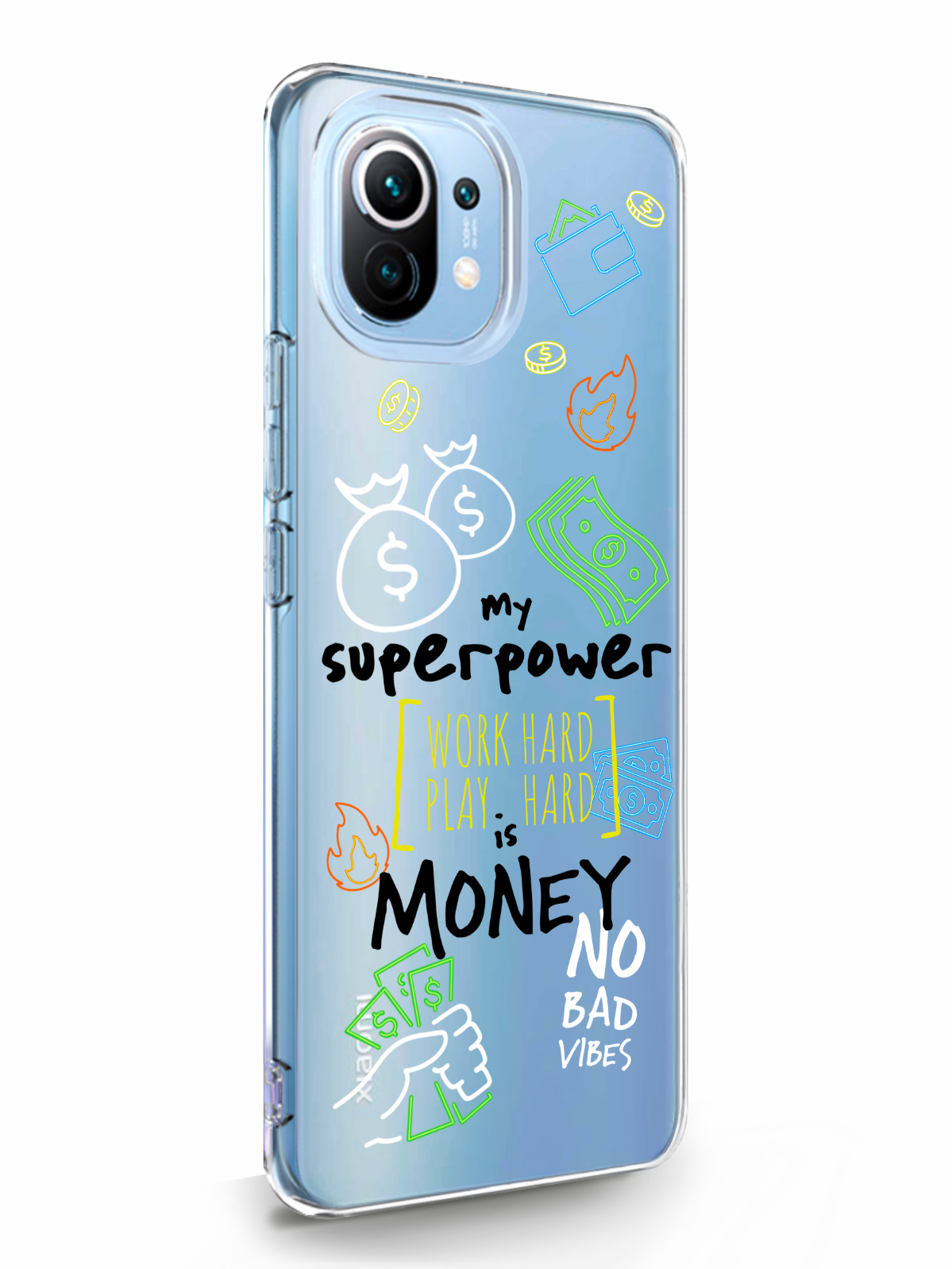 фото Чехол musthavecase для xiaomi mi 11 lite my superpower is money прозрачный