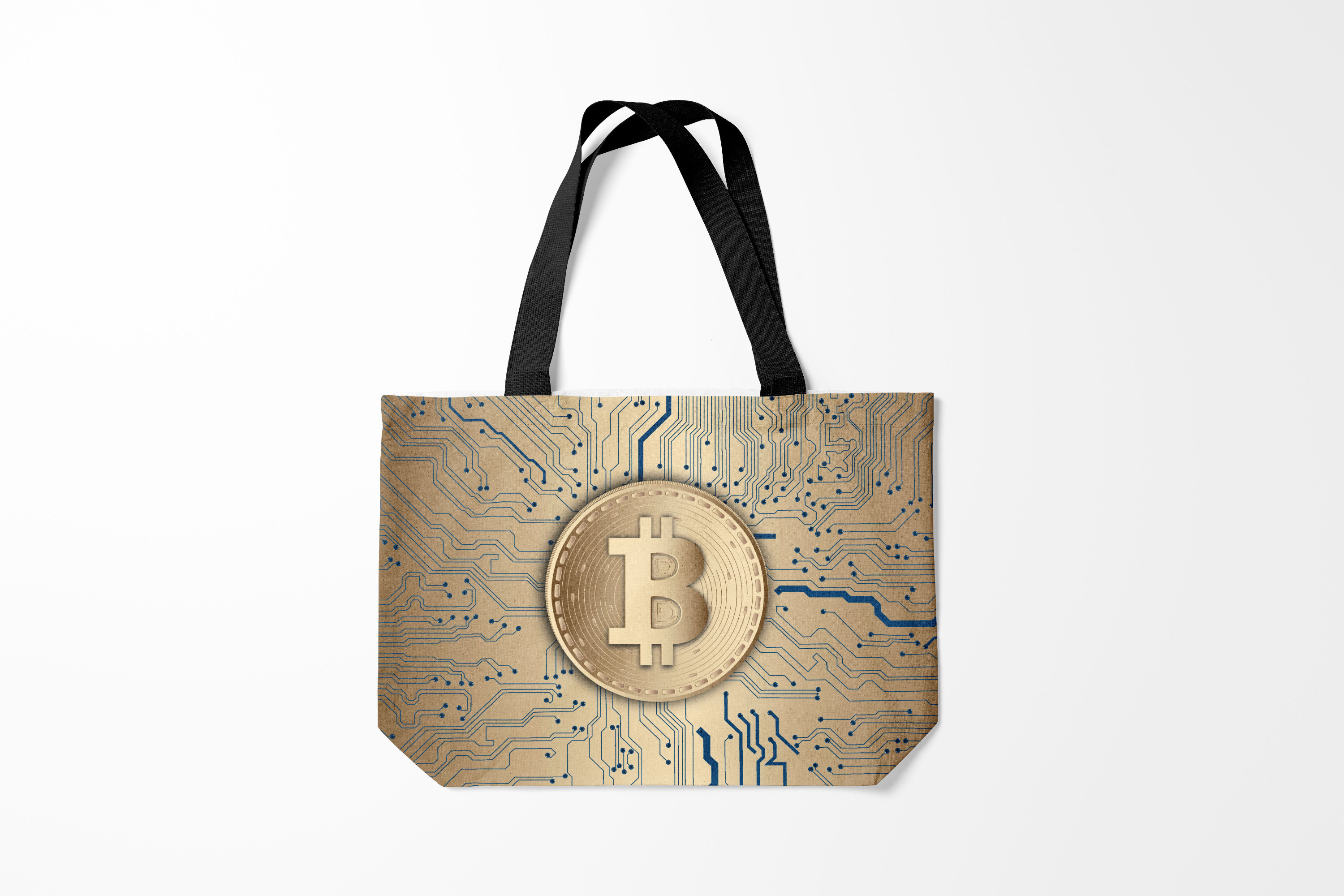 

Сумка шoппер унисекс Burnettie Знаки Биткоин, бежевый, Знаки Биткоин