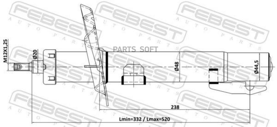 

Febest 24110-008F Амортизатор Передний Gas.Twin Tube