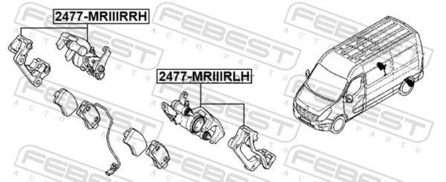

Тормзной суппорт FEBEST задний левый 2477MRIIIRLH
