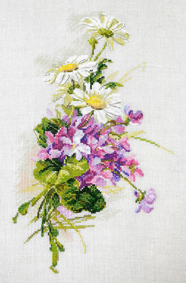 

Вышивка крестом Марья Искусница Ромашки и фиалки, 20x34 см, Ромашки и фиалки