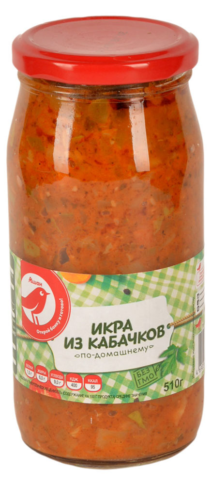 

Икра АШАН Красная птица По-домашнему из кабачков 510 г