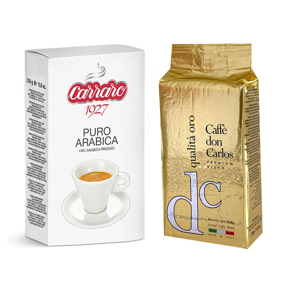 Кофе молотый Don Carlos Qualita Oro 250 гр + Carraro Arabica 100% 250 гр