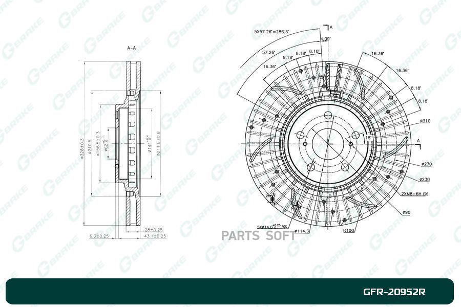 

Диск Тормозной Перфорированный Вентилируемый Правый GBRAKE арт. GFR-20952R