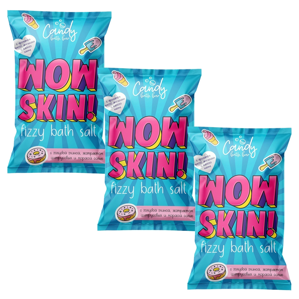 Шипучая соль для ванн Wow Skin Laboratory Katrin 100 г 3шт соль для ванны laboratory katrin happyki малиновое варенье 75 г