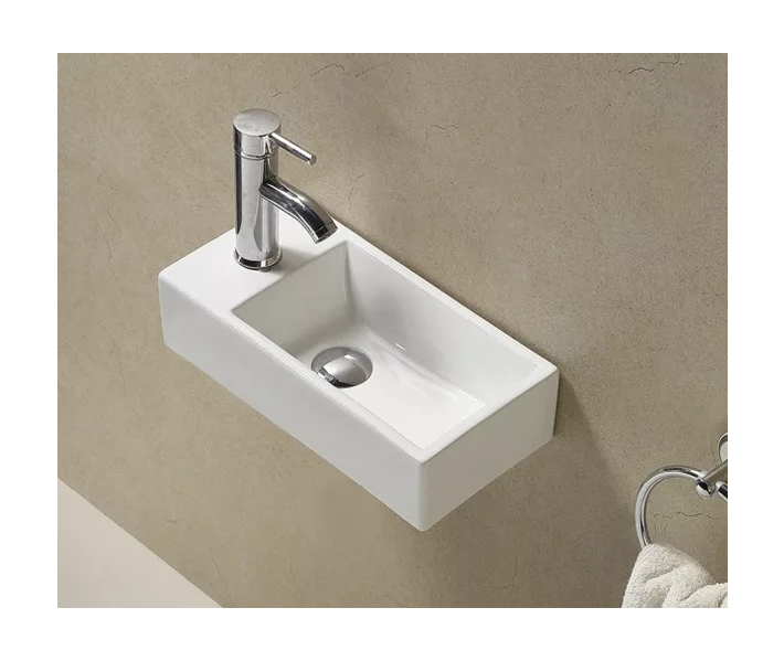 Подвесная белая раковина для ванной (чаша справа) GiD N9270R прямоугольная керамическая