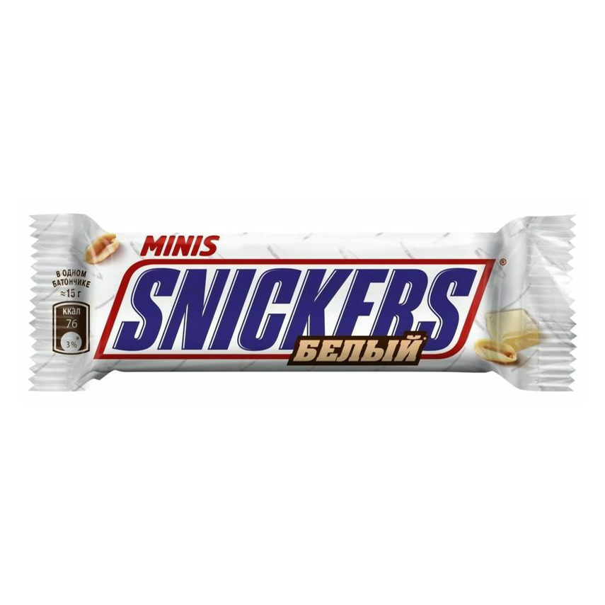 Конфеты шоколадные Snickers Minis Белый жареный арахис-карамель-нуга