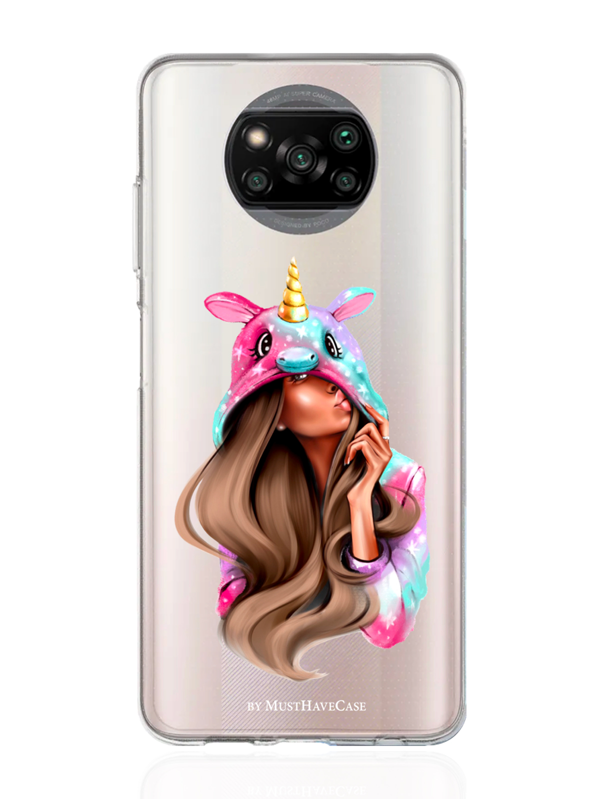 

Чехол MustHaveCase для Xiaomi Poco X3 Единорог прозрачный, Прозрачный;розовый, Xiaomi Poco X3 Unicorn Girl/ Единорог