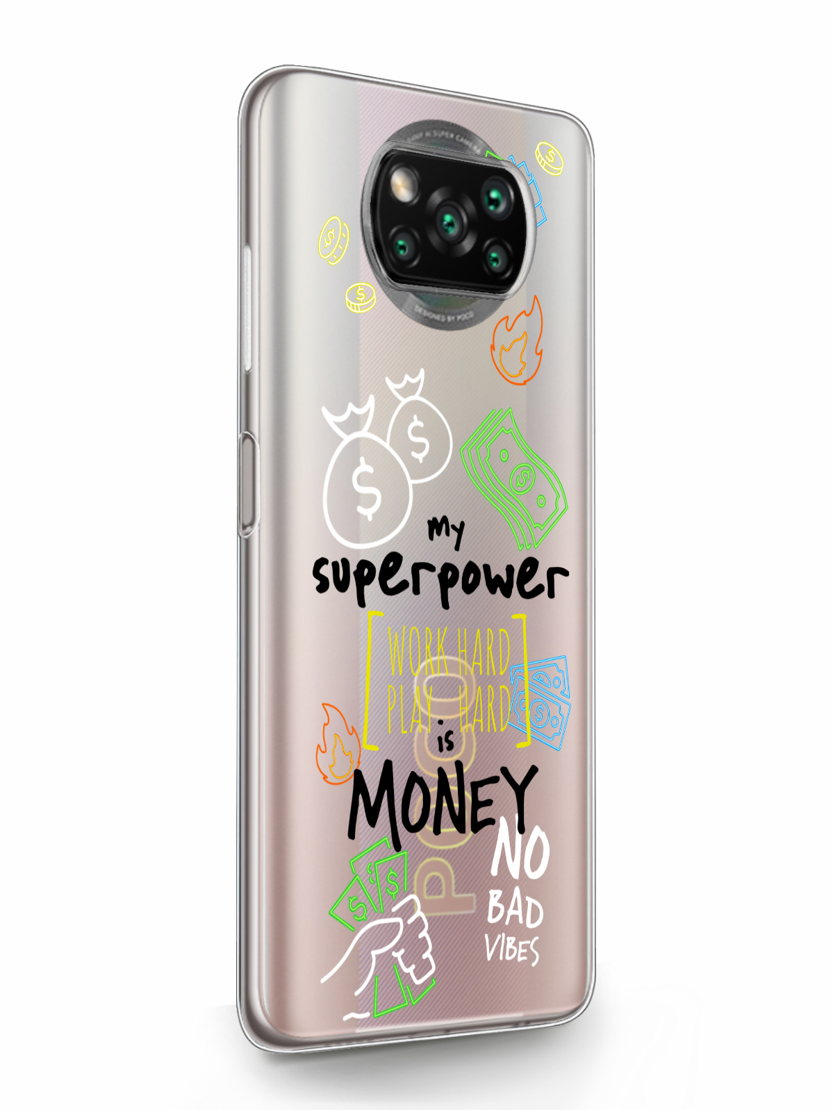 фото Чехол musthavecase для xiaomi poco x3 my superpower is money прозрачный