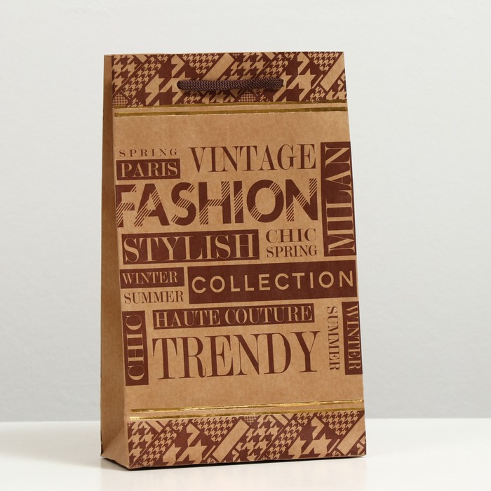 

Пакет подарочный "Fashion", крафт, 26,5 x 16,5 x 7 см