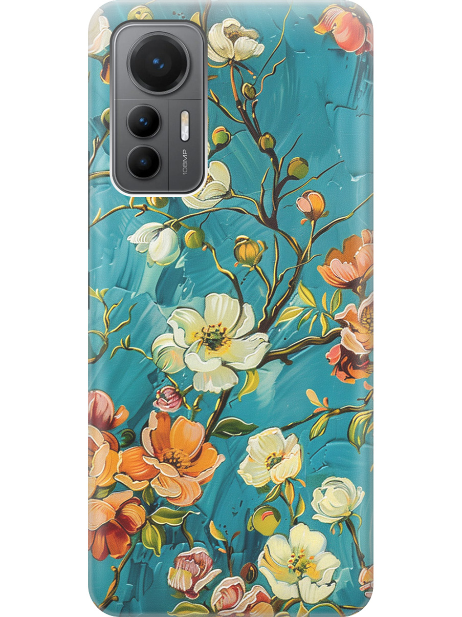 

Силиконовый чехол на Xiaomi 12 Lite с принтом "Винтажные цветочки", Прозрачный;белый;голубой, 740133323