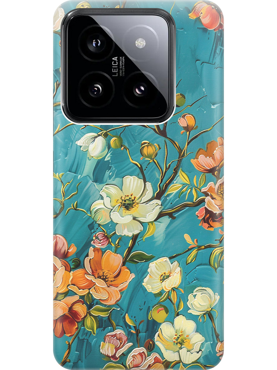 

Силиконовый чехол на Xiaomi 14 Pro с принтом "Винтажные цветочки", Прозрачный;белый;голубой, 777771023