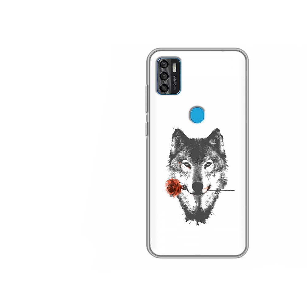 Чехол MyPads Tocco для ZTE Blade A7s 2020 волк с розой (PT158171.472.270)