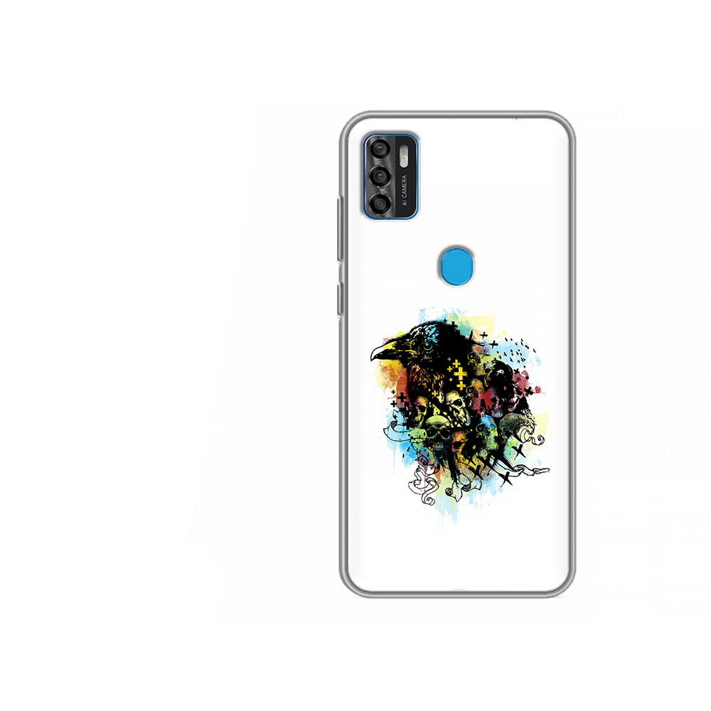 Чехол MyPads Tocco для ZTE Blade A7s 2020 ворон и черепа (PT158171.472.273)