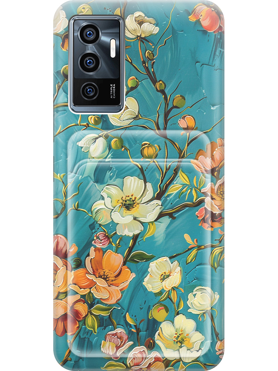 

Силиконовый чехол на Vivo V23e с принтом с карманом для карты прозрачный 815518, Прозрачный;белый;голубой, 743438023