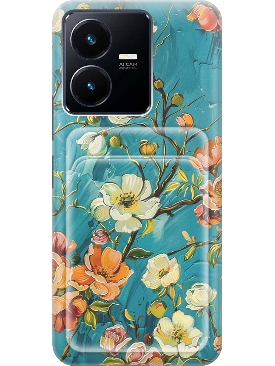 

Силиконовый чехол на Vivo Y22 с принтом с карманом для карты прозрачный 815549, Прозрачный;белый;голубой, 766400623