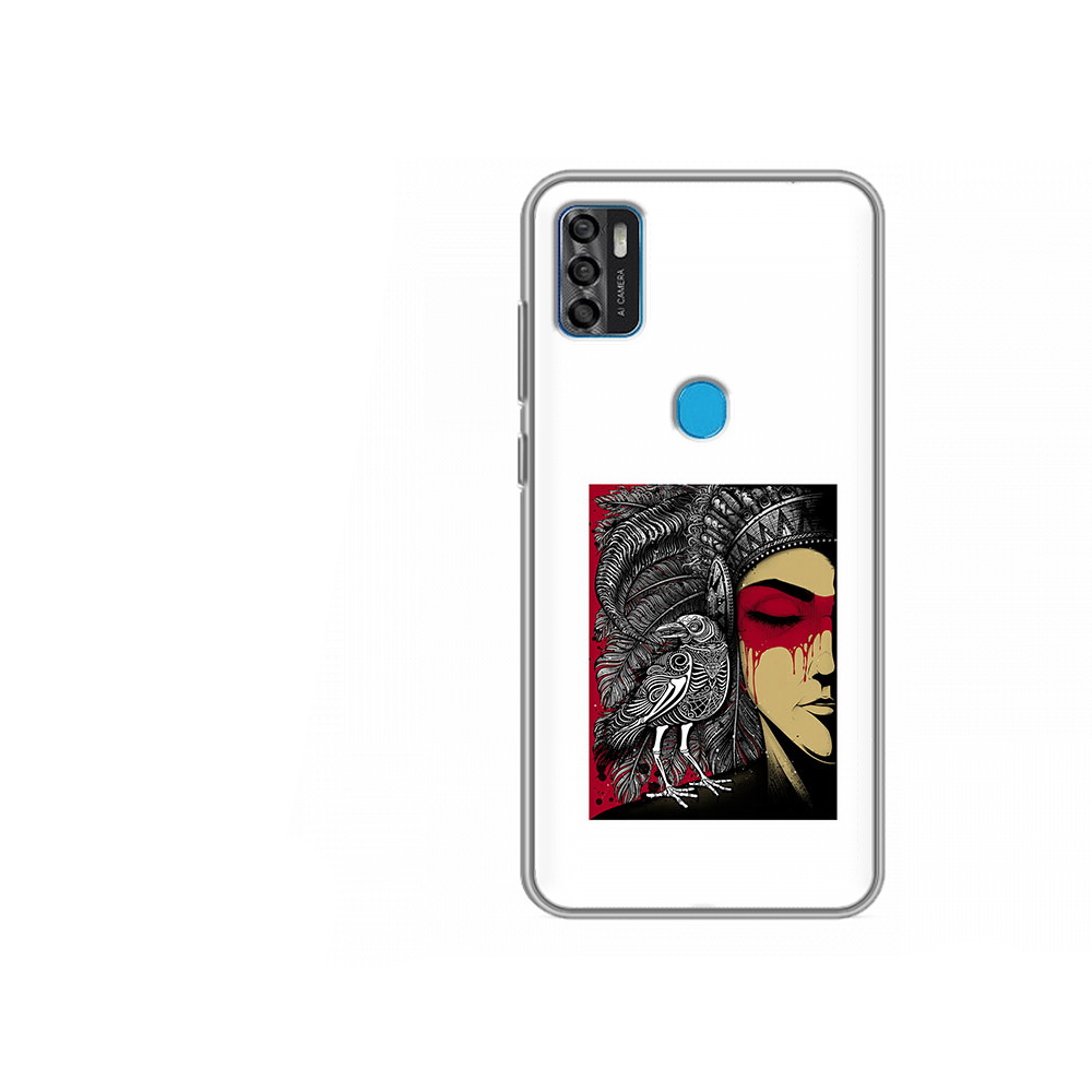

Чехол MyPads Tocco для ZTE Blade A7s 2020 девушка с вороном в абстракции, Tocco