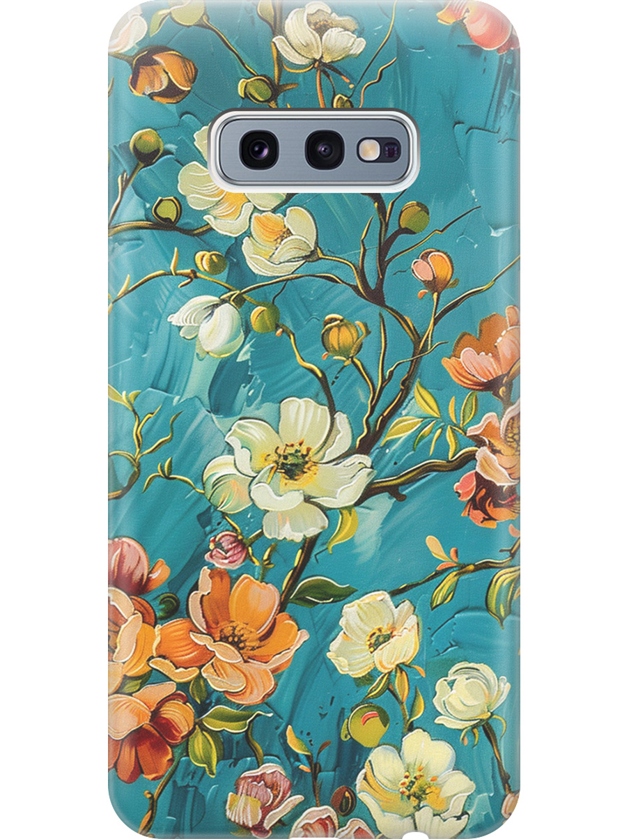 

Силиконовый чехол на Samsung Galaxy S10e с принтом "Винтажные цветочки", Прозрачный;белый;голубой, 720461223