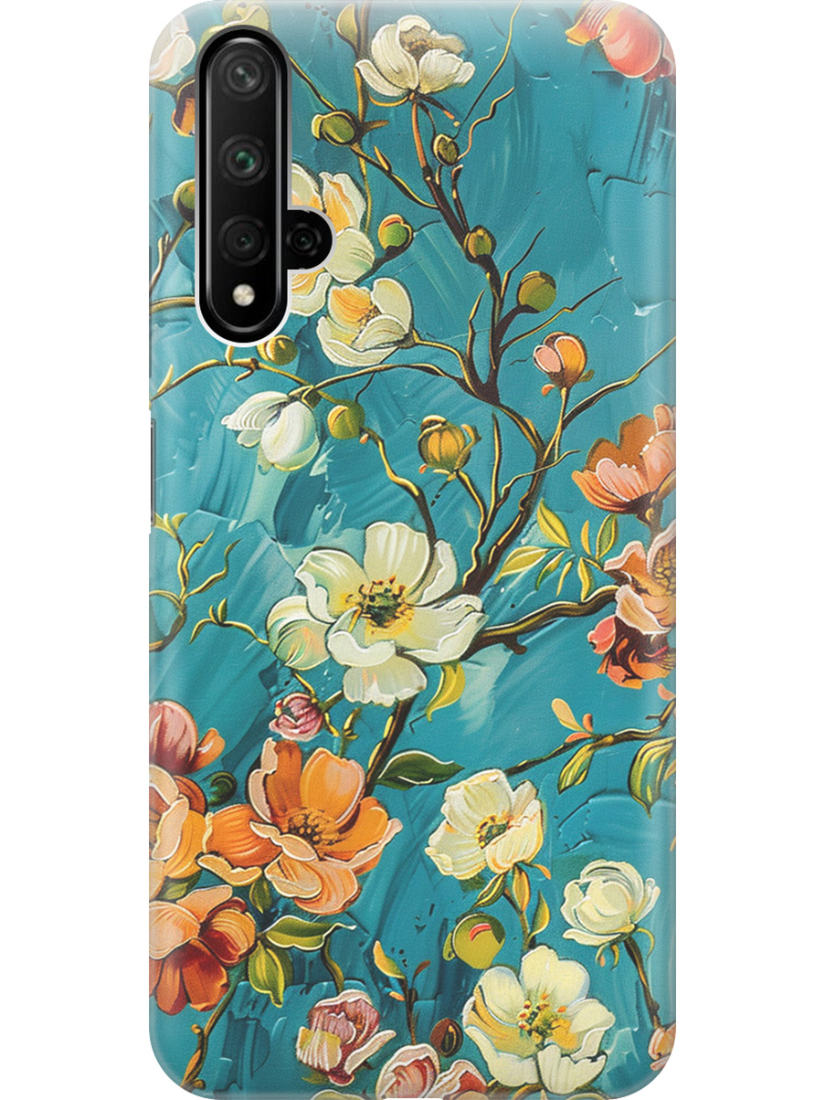 

Силиконовый чехол на Honor 20, Huawei Nova 5T с принтом "Винтажные цветочки", Прозрачный;белый;голубой, 721508923