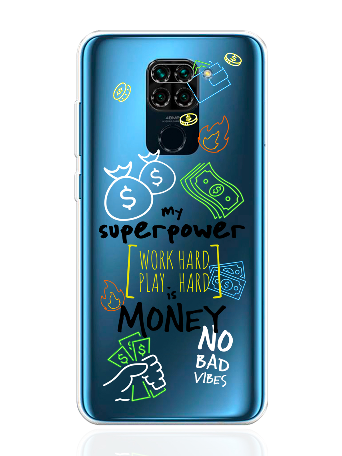 фото Чехол musthavecase для xiaomi redmi note 9 my superpower is money прозрачный