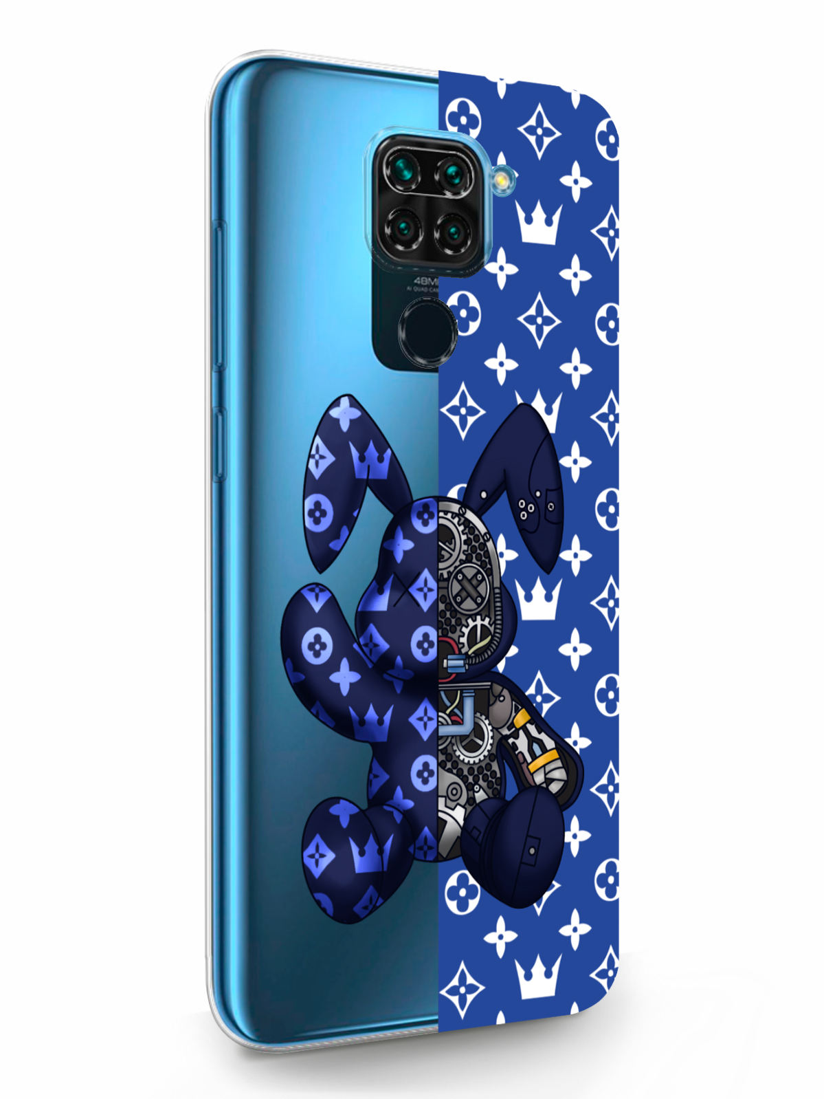 фото Чехол musthavecase для xiaomi redmi note 9 bunny синий прозрачный