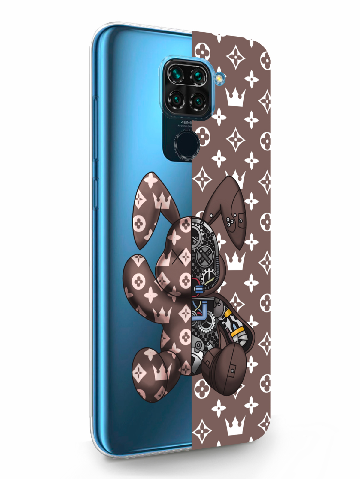 фото Чехол musthavecase для xiaomi redmi note 9 bunny коричневый прозрачный