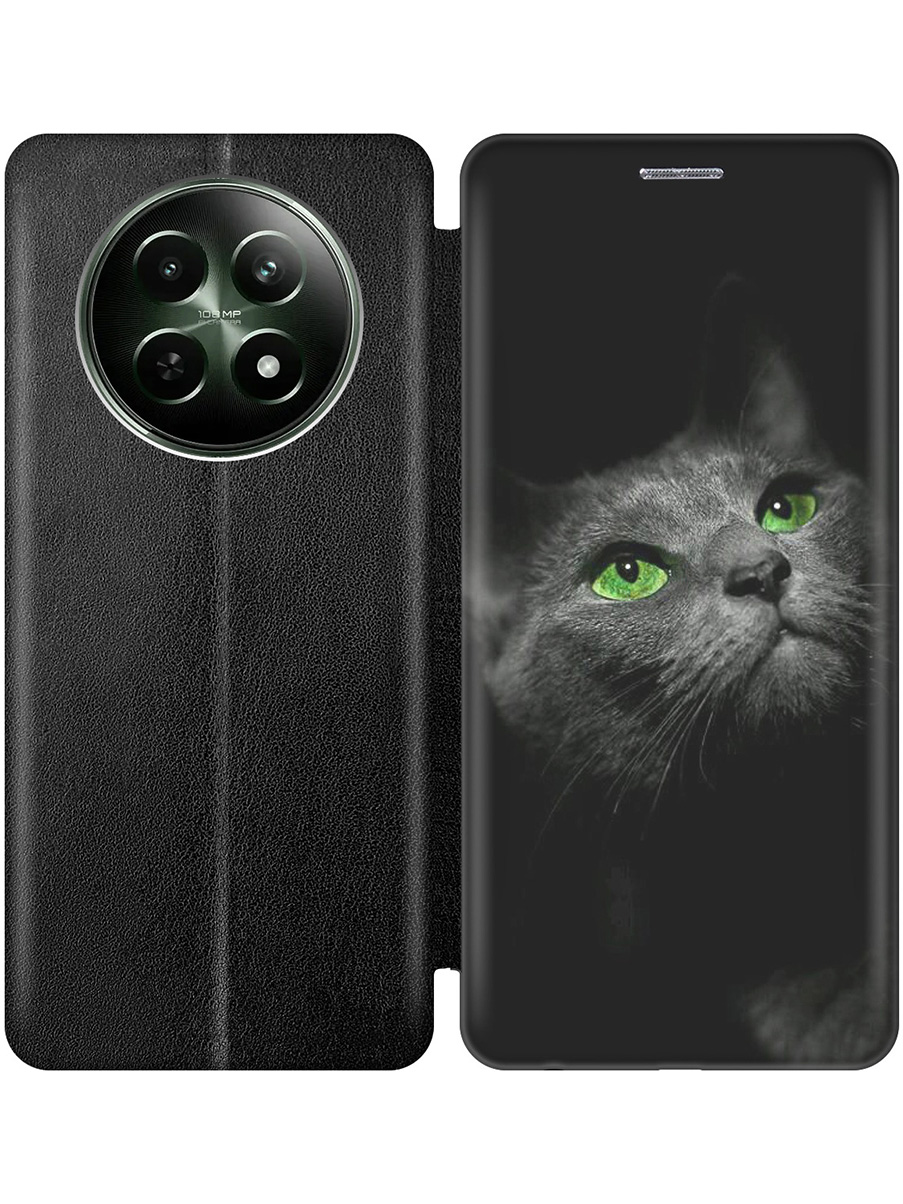 

Чехол-книжка на Realme 12 5g с принтом "Зеленоглазая кошка" черный, Черный;зеленый;серый, 783982611