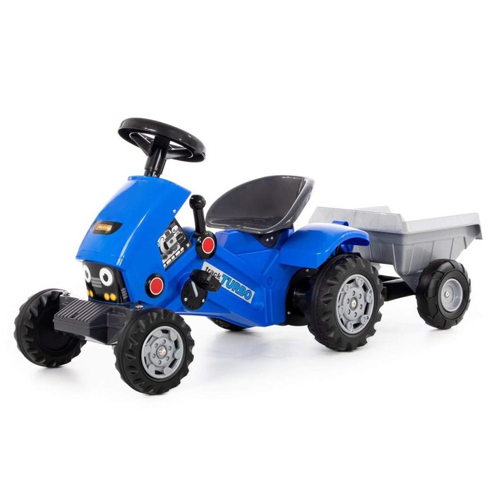 Педальная машина для детей Полесье Turbo-2, с полуприцепом, цвет синий