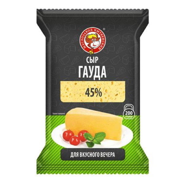 Сыр твёрдый Маслозавод Нытвенский гауда, кусковой, 45%, 200 г