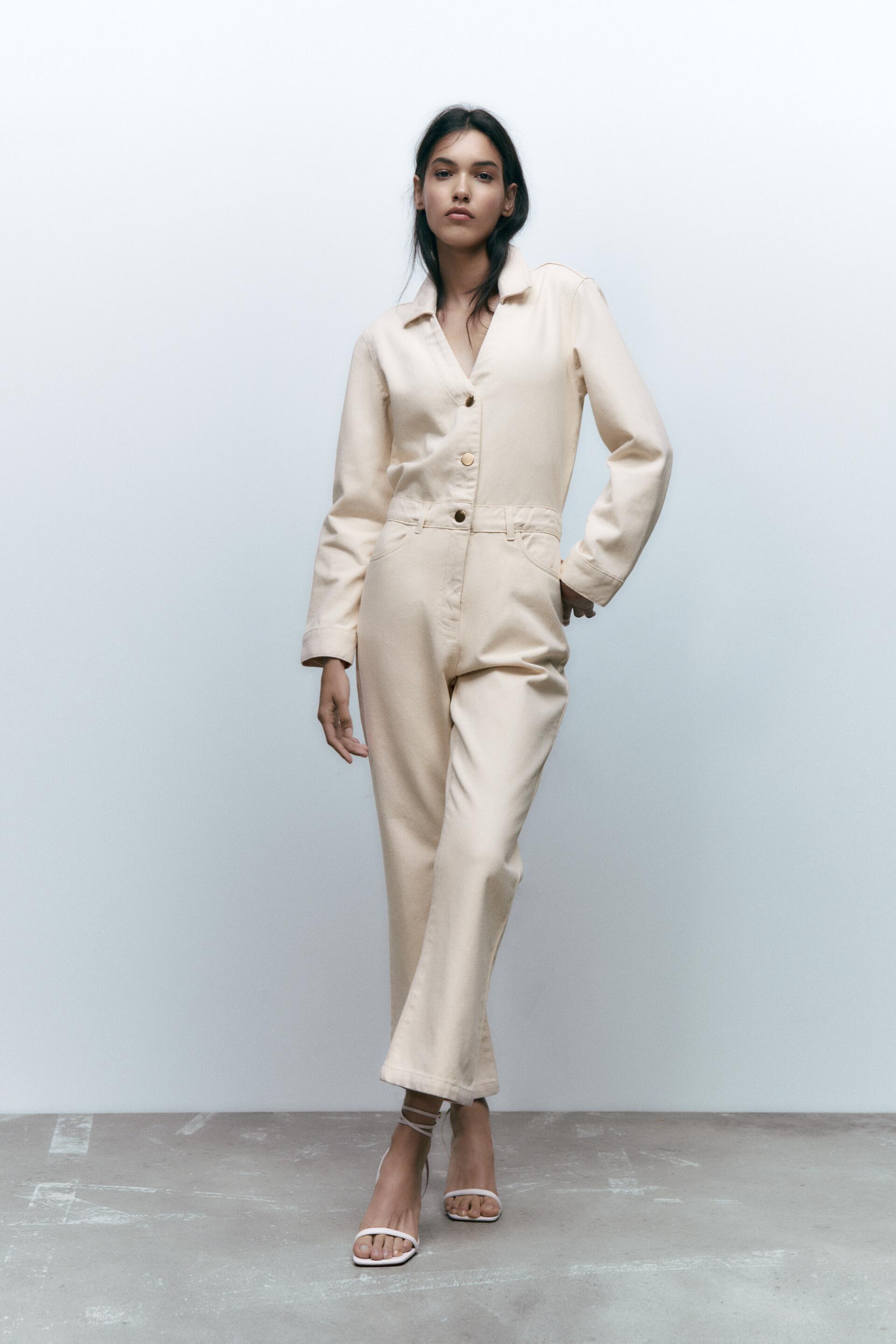 

Комбинезон женский ZARA 01889159 белый S, 01889159
