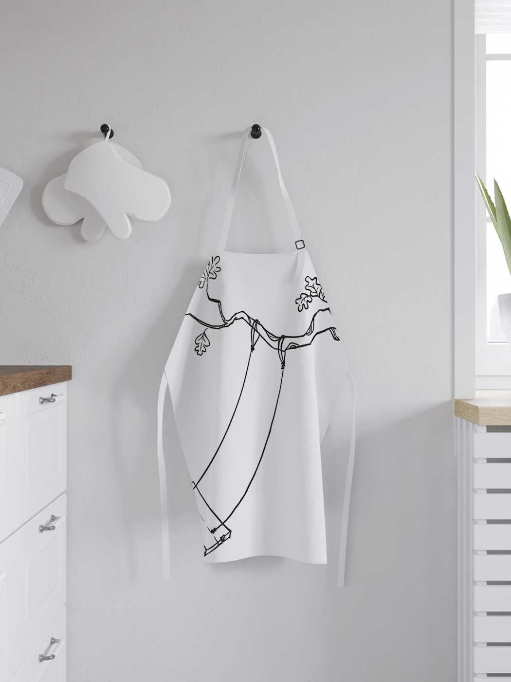 

Фартук женский JoyArty для готовки "Качалка на веточке", универсальный размер, Белый