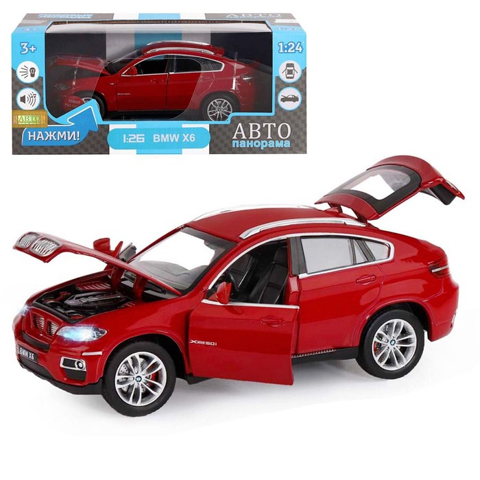 

Машина металлическая Автопанорама BMW X6 1:26, открываются двери, капот, бордовый