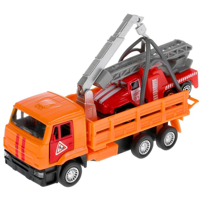 

Машина Технопарк KAMAZ эвакуатор, 12 см, открываются двери, инерция