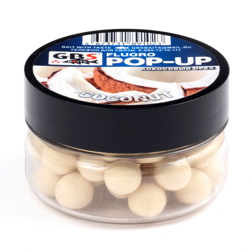 

Бойлы плавающие GBS BaITS Pop-Up 10 мм 56 гр Кокосовый Орех Белый, плавающие Pop-Up 10 мм
