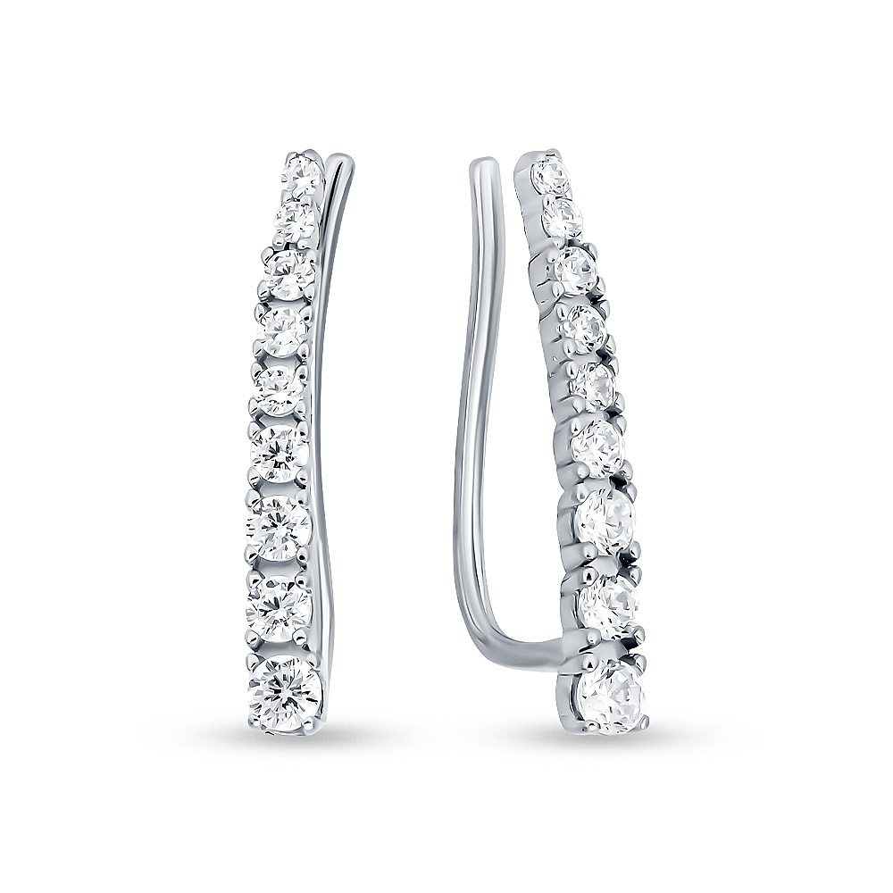 

Серьги клаймберы из серебра 585Gold 702010858, фианит, 702010858