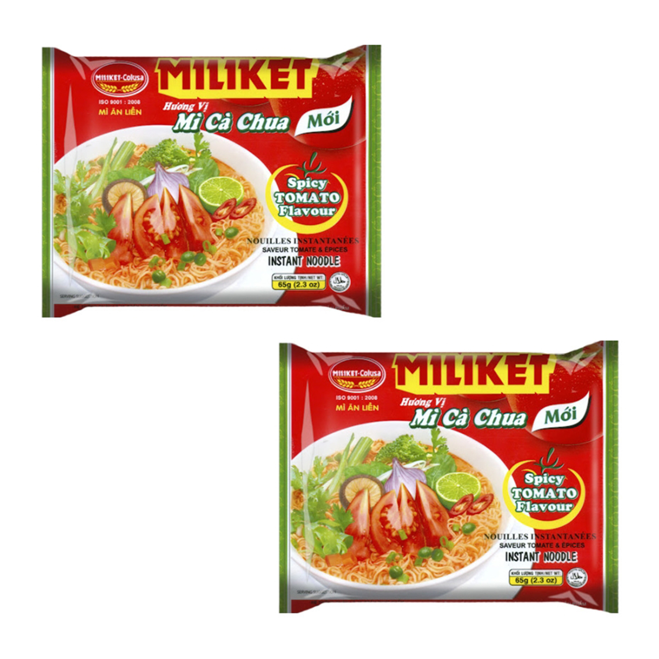 Лапша быстро приготовления MILIKET со вкусом томата острая, 2 шт по 65 г