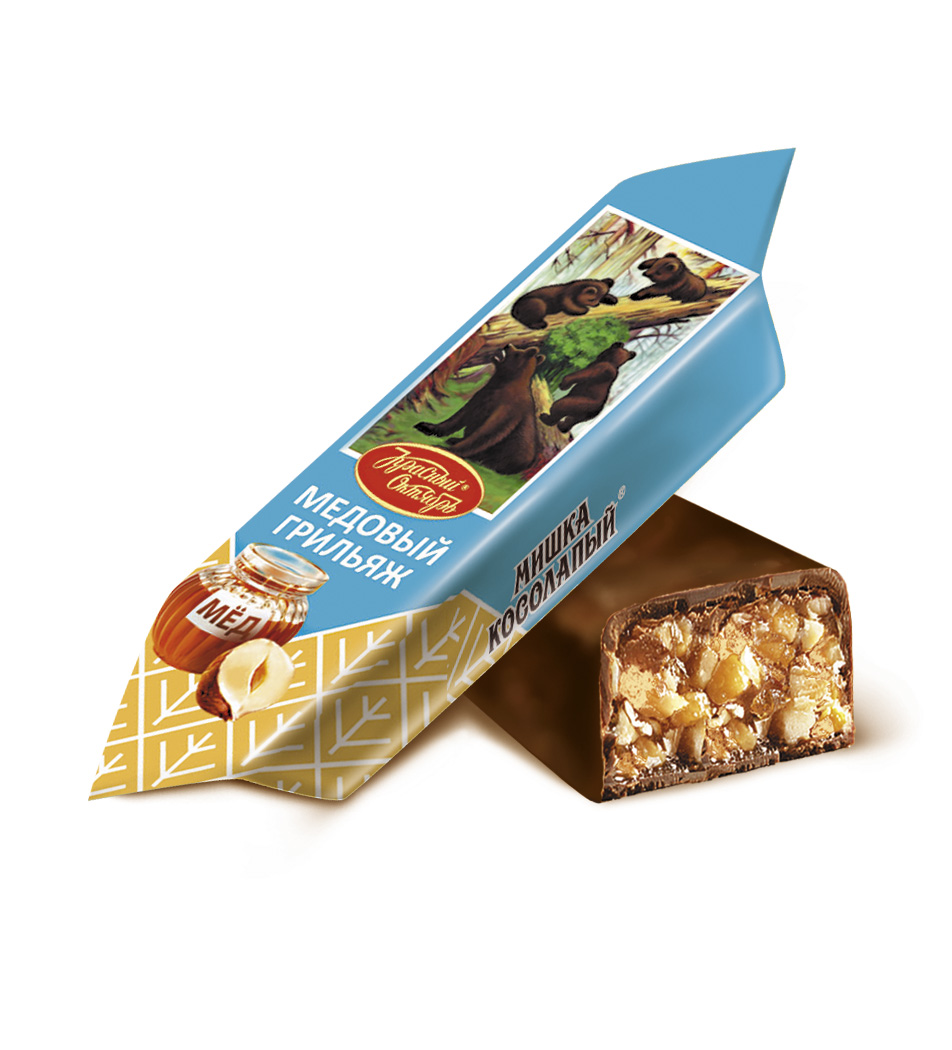 Шоколадные конфеты Красный Октябрь Мишка косолапый Медовый грильяж +-1 кг