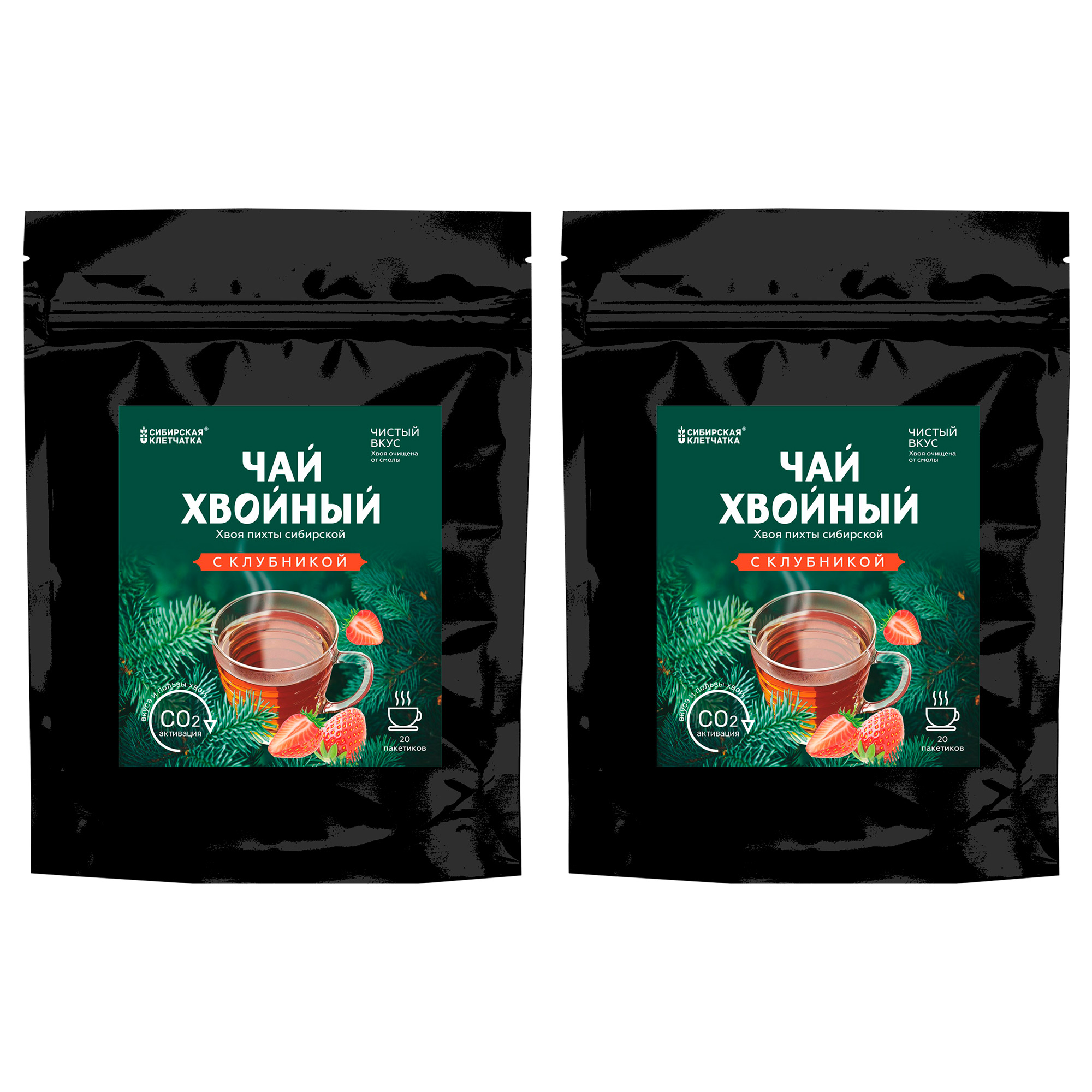 Чайный напиток Сибирская клетчатка Хвойный с клубникой, 2 шт х 40 г