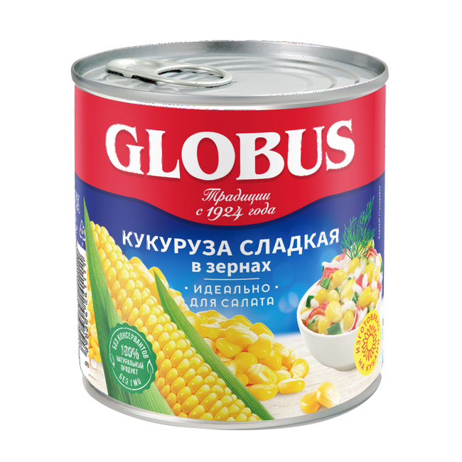 Кукуруза Globus сладкая, 340 г х 12 шт