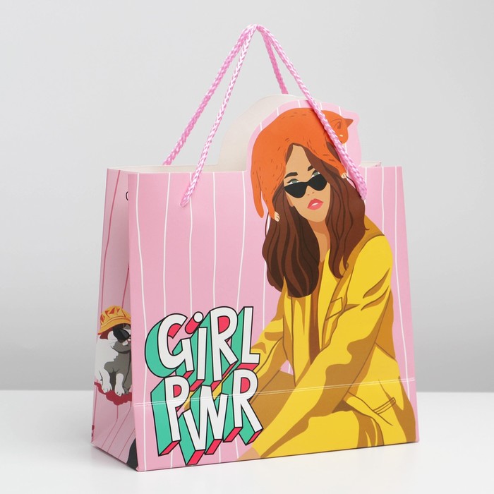 

Пакет подарочный «Girl PWR», 25 х 26 х 10 см, Розовый, Коллекция упаковки Girl style