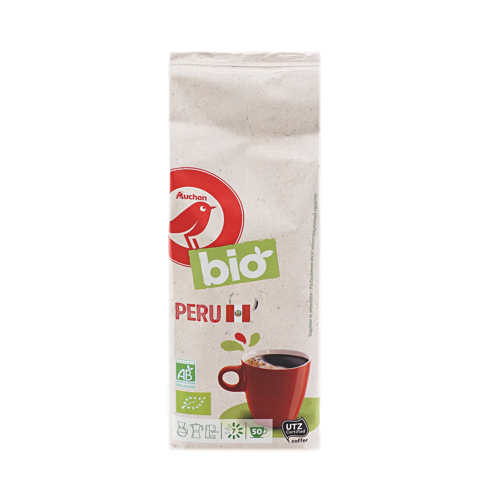 

Кофе АШАН Красная птица Peru Bio молотый 250 г