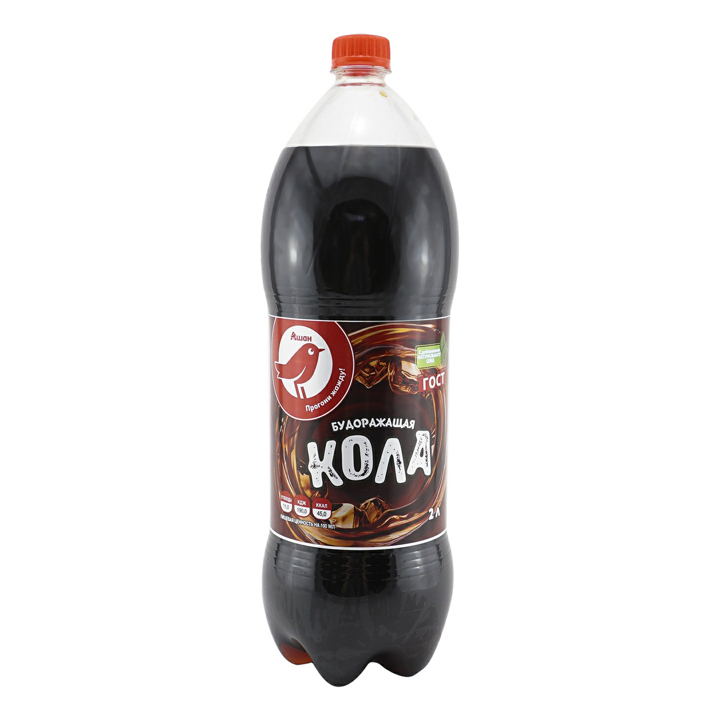 

Газированный напиток АШАН Красная птица Кола 2 л