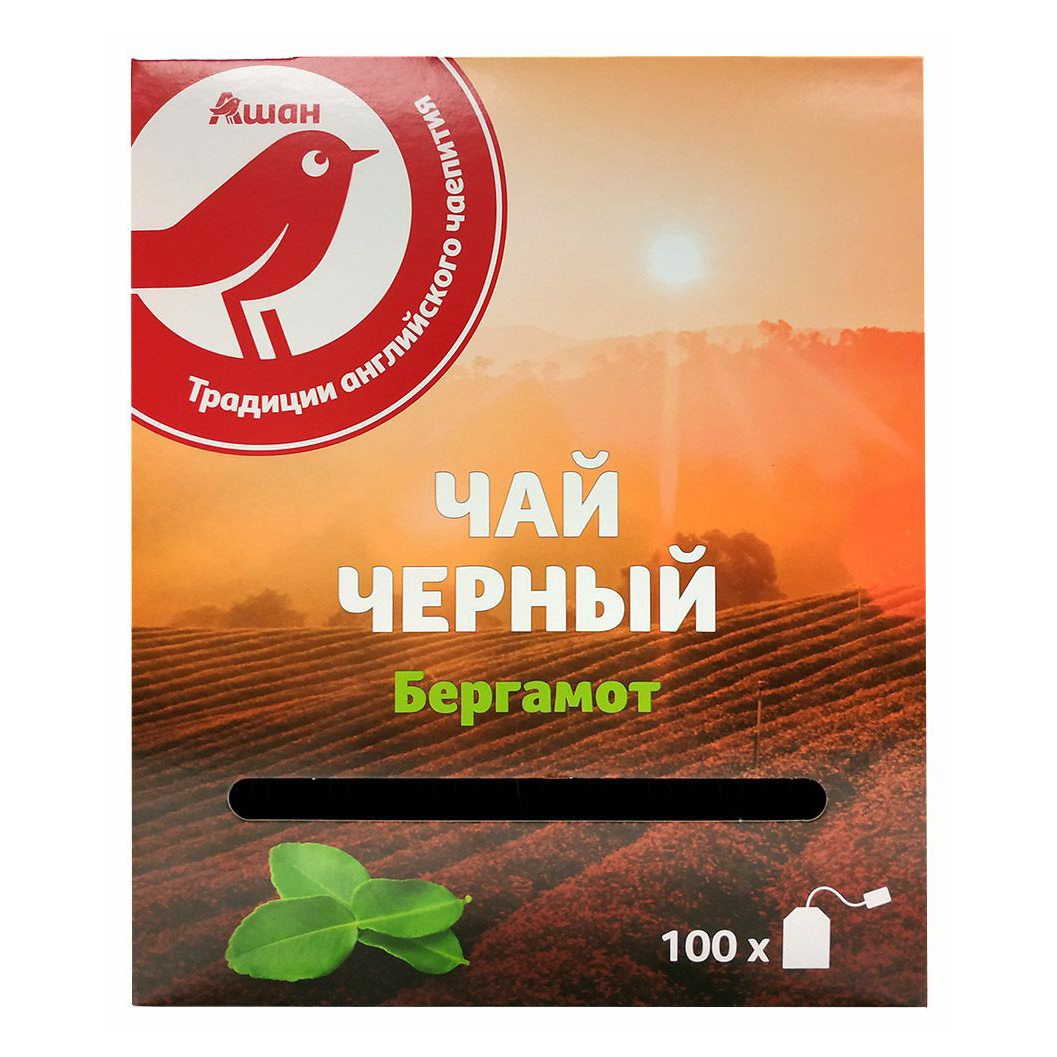 Чай черный АШАН Красная птица с бергамотом 200 г