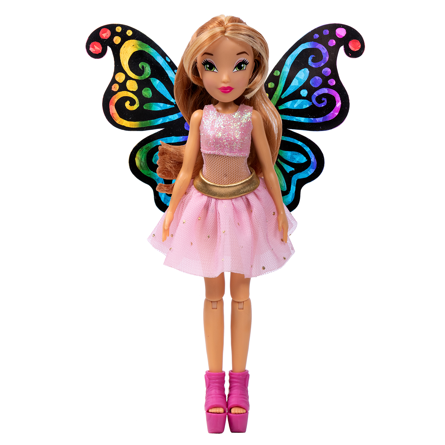 Шарнирная кукла Winx Club BTW Scratch Art Wings Флора с крыльями для скретчинга, 24 см, кукла winx club онирикс флора