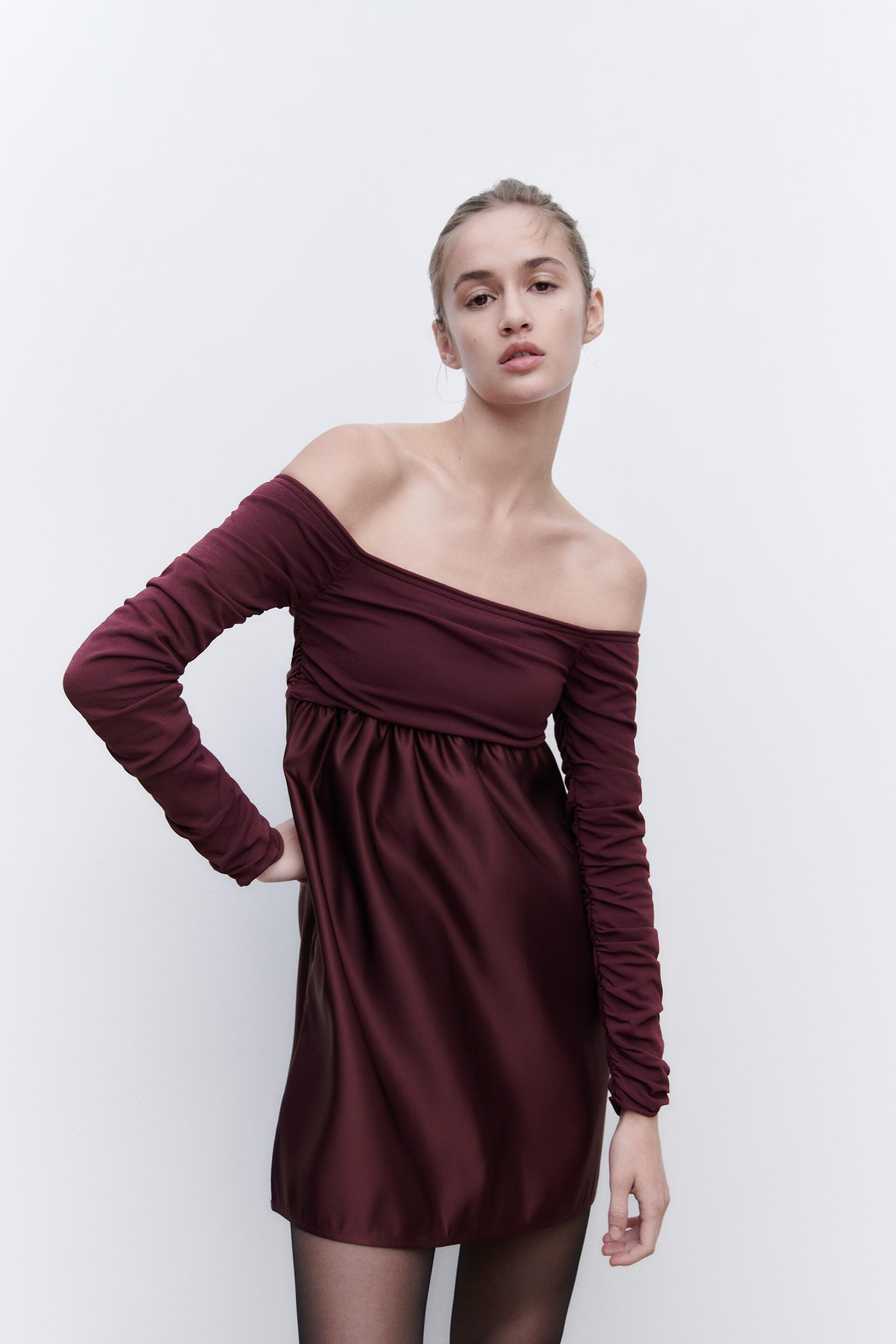 

Платье женское ZARA 02142249 бордовое M, 02142249