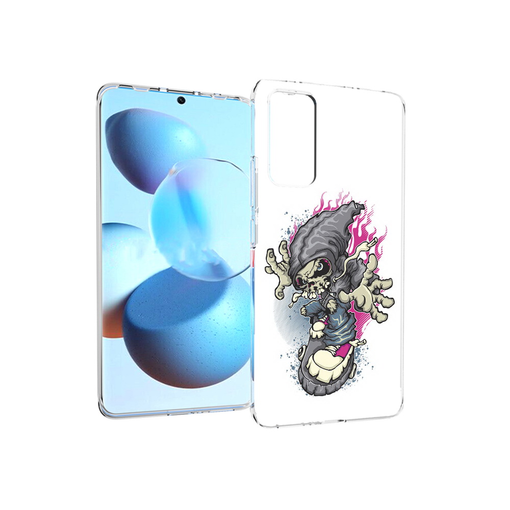 

Чехол MyPads Tocco для Xiaomi Mi Civi нарисованный скелет на скейт борде, Прозрачный, Tocco