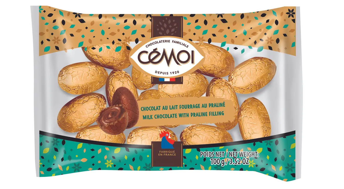 

Золотые шоколадные яйца CEMOI с начинкой пралине, 100 г