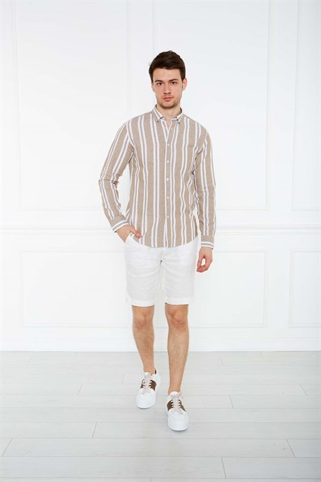 

Рубашка мужская VAGANZA 1524 бежевая 2XL (доставка из-за рубежа), Бежевый, 1524