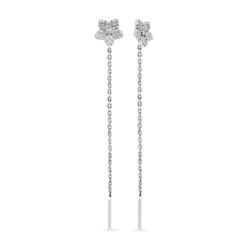 

Серьги продевки из серебра 585Gold 702011006, фианит, 702011006