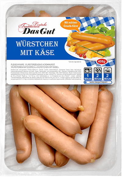 

Сосиски Das Gut Wurstchen mit Kase с сыром 400 г